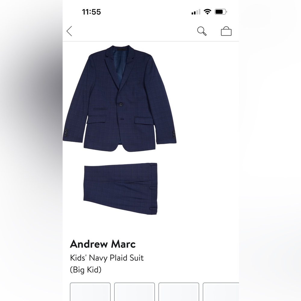 Andrew Marc teen size 16 blue plaid suit.